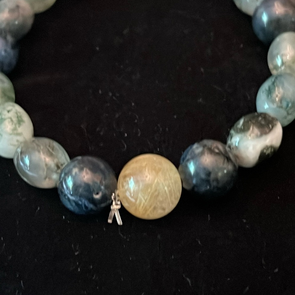 Handmade Crystal Healing Bracelet Golden Rutile & Dumortierite & Moss Agate - Picture 3 of 6